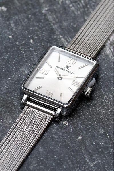 Daniel Klein Dke.1.10741 Rectangular Case Straw Cord Minimal Design Women's Wristwatch