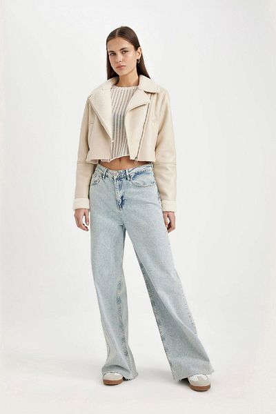 DeFacto Faux Fur Lined Regular Fit Jacket Coat - C1238Ax24Wn