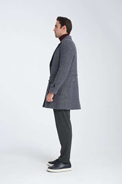 Frappoli Ανδρικό παλτό με χοντρό κασμίρ - καρό σχέδιο, κανονική εφαρμογή