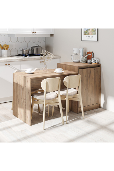 ROOMART Milano Bar Masası Dolaplı Yüksek Mutfak Yemek Masası , Mutfak Adası