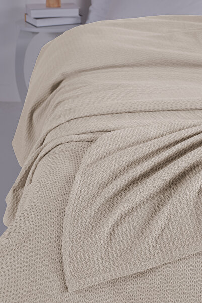 Evim Cotton Akel Ecru Multi-Purpose Bedspread Single - 160X230 cm