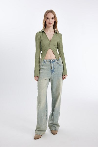 DeFacto Cool Fitted Basic - Wrap Long Sleeve Shirt C1889Ax24Au