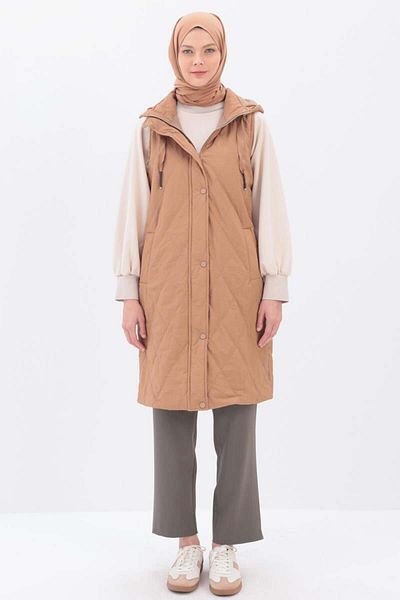 ALLDAY Earth-Hooded Quilted Vest