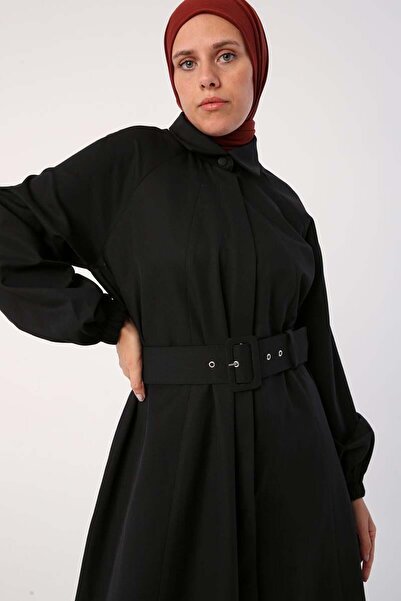 ALLDAY Чорна сукня з поясом і коміром
