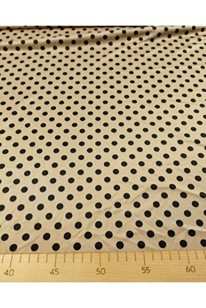 Kumaş Parça İnce Jarse Kahve Üzeri Siyah Puantiyeli (En 150 cm x Boy 295 cm)