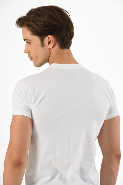 Mfö Life İç Giyim 6-Piece Combed Cotton Men's 0 Collar Short Sleeve