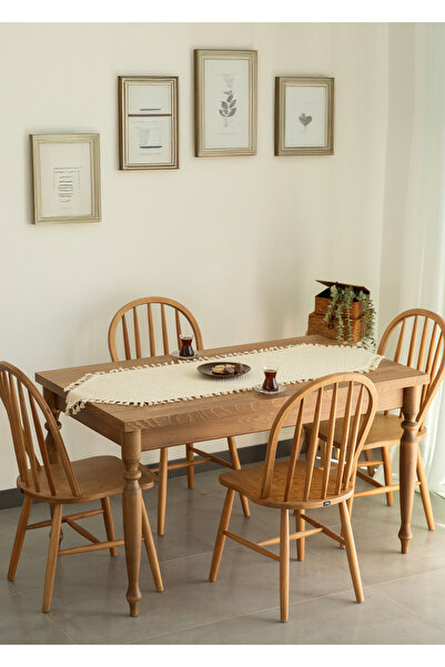 Destiva Home Buldan İşi Desenli Püskül Detaylı Pamuk Runner (50x140 cm)