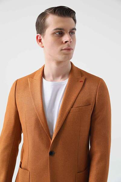 Twn Υφασμάτινο μπουφάν Camel Slim Fit Dobby