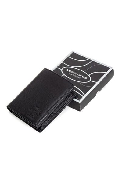Newish Men's Black Genuine Leather Wallet and Card Holder (11.5X9Cm)