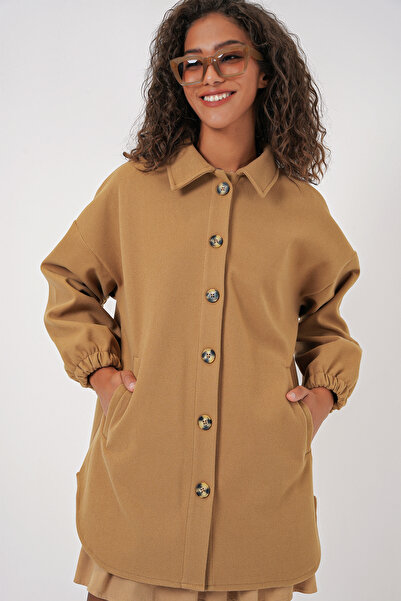 Bigdart 0674 Cepli Oversize Gömlek - Hardal