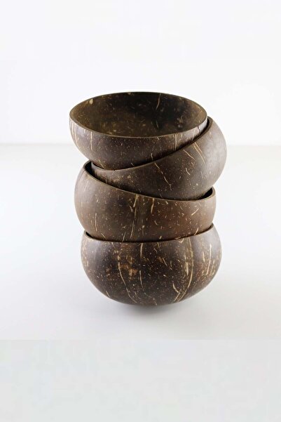 Kuru Yeşil Hindistan Cevizi Kasesi - Jumbo Aile Paketi 4'lü Set - Salata Kase...