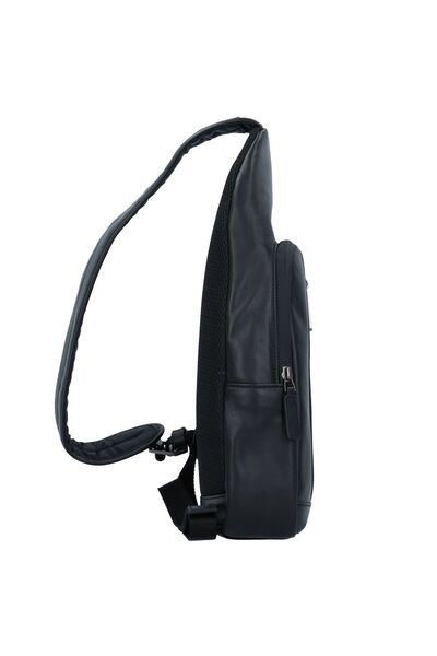PIQUADRO , Piquadro, Leather Backpack, Black, Sling Bag, For Men
