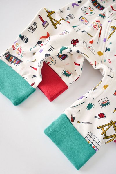 BabyCosy Set 2 salopetele cu maneca lunga si pantaloni lungi cu fermoar, Rosu si Verde,