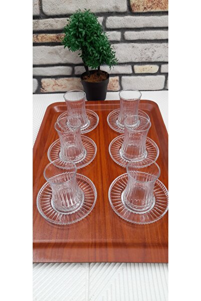 umut züccaciye Elysia Tea Cup Set 12 Pieces Plate and Cup for 6 People