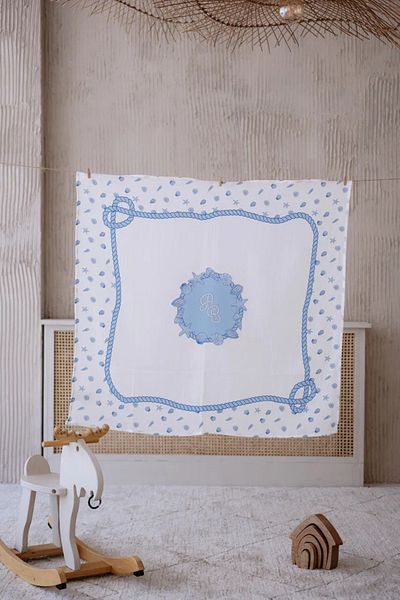 Atelier Babbi بطانية موسلين بطبقة مزدوجة من الصدف مقاس 100 × 100 سم