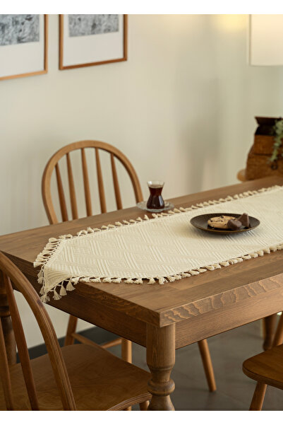 Destiva Home Buldan İşi Desenli Püskül Detaylı Pamuk Runner (50x140 cm)