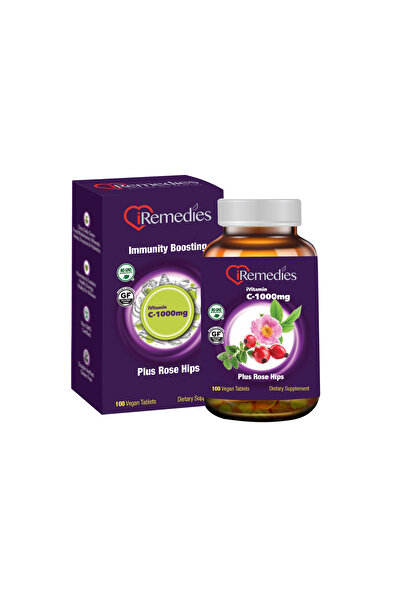iremedies معزز المناعة فيتامين سي مع ثمر الورد 50 مجم، 1000 مجم، 100 قرص