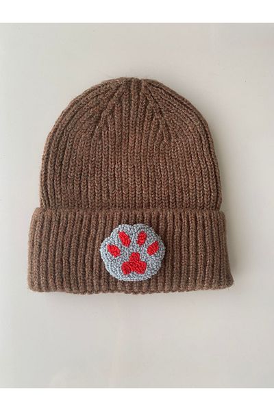 byebruketenci Brown Wool Beret Cat Dog Paw Animal Punch Christmas Gift