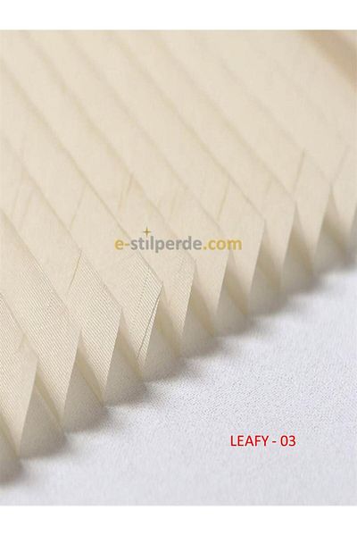 IŞILTI Perde Sistemleri Plicell Pleat Curtain Leafy - 03 Line Patterned Cream