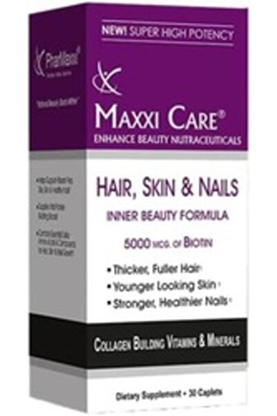 PHARMAXXI مكمل غذائي ماكسي كير للشعر والبشرة والأظافر، 5000 ميكروجرام، 30 كبسولة