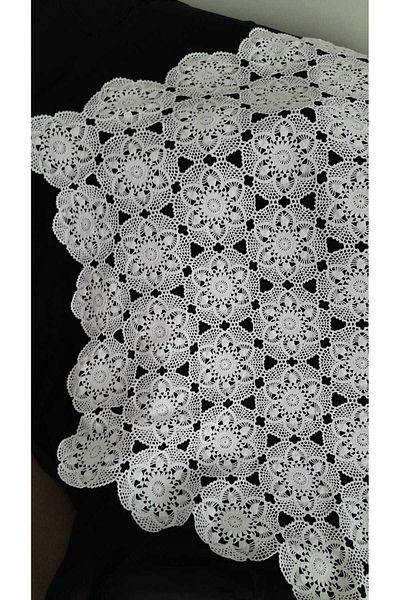 Papatyam 135X108 cm Vintage Lace Set - One Piece Hand Knitted Crochet, Cotton Ip
