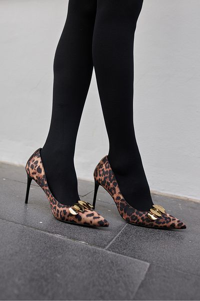 ANGELİNA JONES Noom Women's Leopard Buckle Metal Heel Stiletto