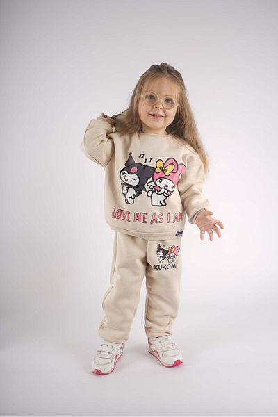 MİNİKO KİDS Girl's Kuromi Model 3 Threads Charted Cotton Tracksuit Set