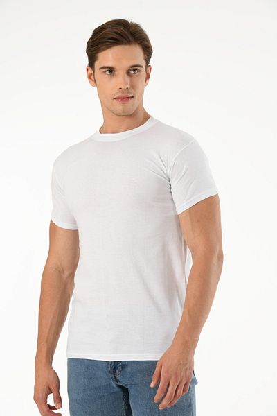 Mfö Life İç Giyim 6-Piece Combed Cotton Men's 0 Collar Short Sleeve