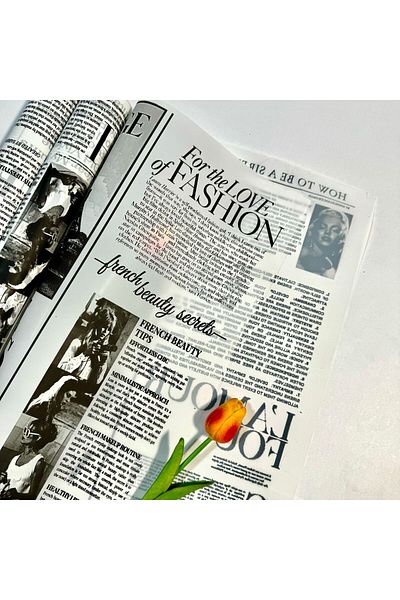 weloveis Transparent Floral Bouquet with Newspaper Print - 5 Sheets Matte Opp, 55X55