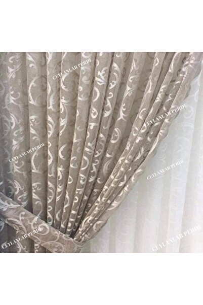 Ceylanlar perde Cortina din tul cu două aripi, pliuri dense, cu șireturi din ...