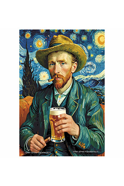 Hayat Poster Van Gogh Pivo Zabavna Slika za Dekoraciju Doma Retro Drveni Poster