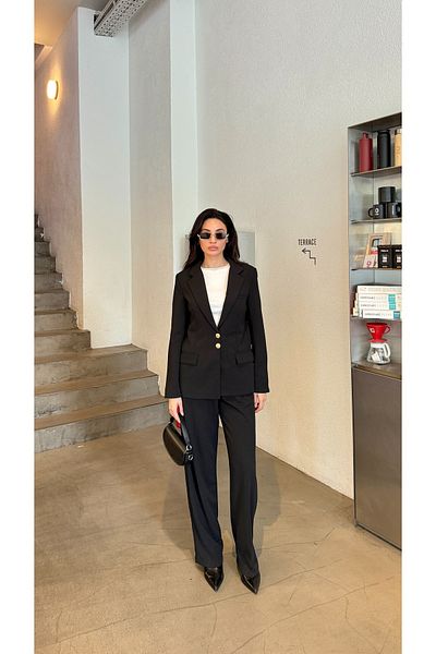 Serica Moda Gold Buttoned Jacket Pants Set
