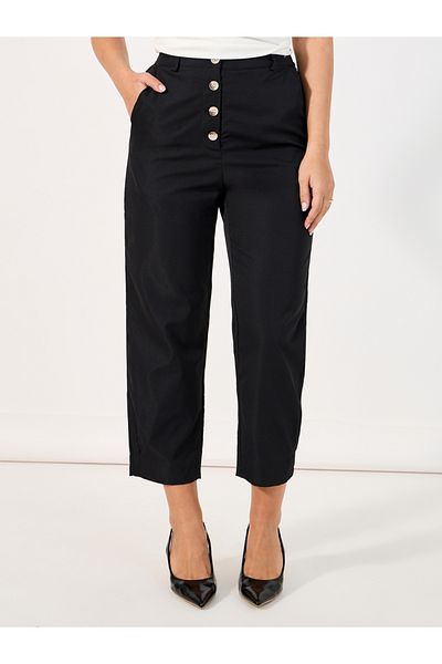 Styli Elastic Back Tapered Pants with Buttons