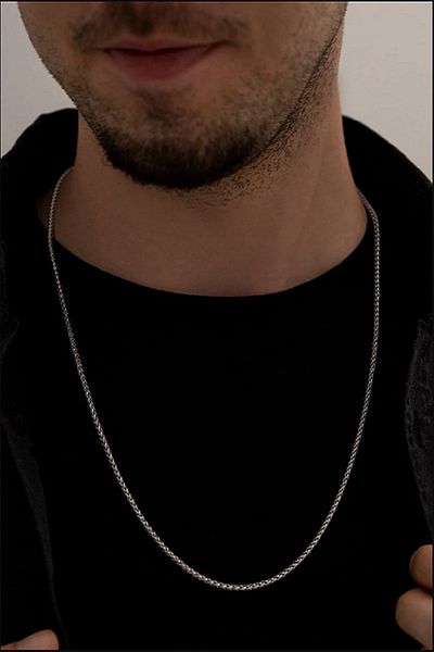 OSMANLI GÜMÜŞ Round King Model Steel Men's Necklace Chain 3mm Medium Thick