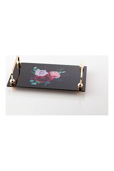 Dania Printed Serving Tray Black/Gold 30 x 18 x 3cm