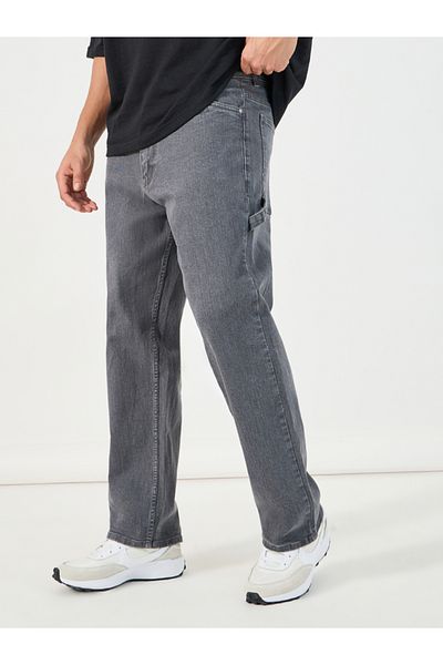 Styli Solid Carpenter Fit Jeans with Pockets