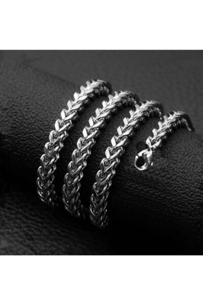 OSMANLI GÜMÜŞ Erkek Çelik Kolye Kare Model 5mm Kalın Model Paslanmaz Çelik Kolye