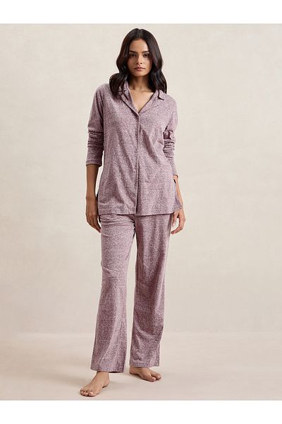Femmella By Styli Melange Button Down Top & Pants Co-Ords