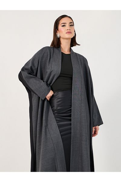 Styli Melange Abaya with Contrast Back Panel