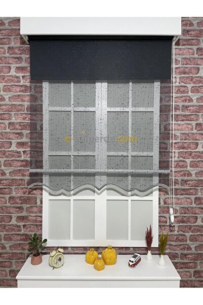 IŞILTI Perde Sistemleri Çift Mekanizmalı Tül ( Antrasit - Etek Dilimli ) Ve S...