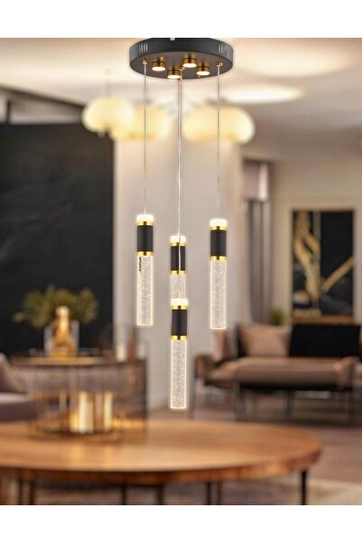 Glorion Stellar Kristal Sarkıt Dörtlü LED Avize