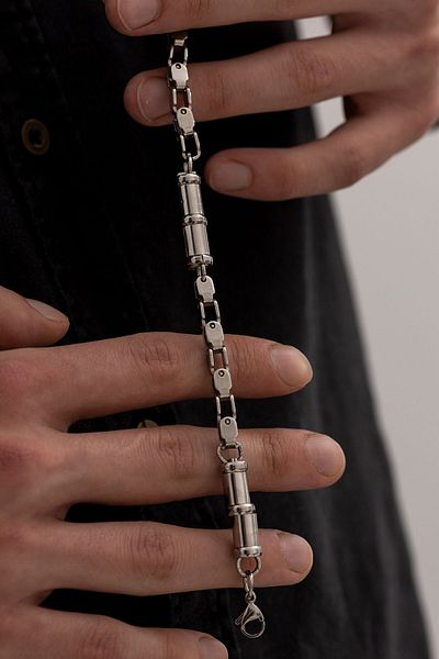 OSMANLI GÜMÜŞ Luna Model Men's Steel Bracelet