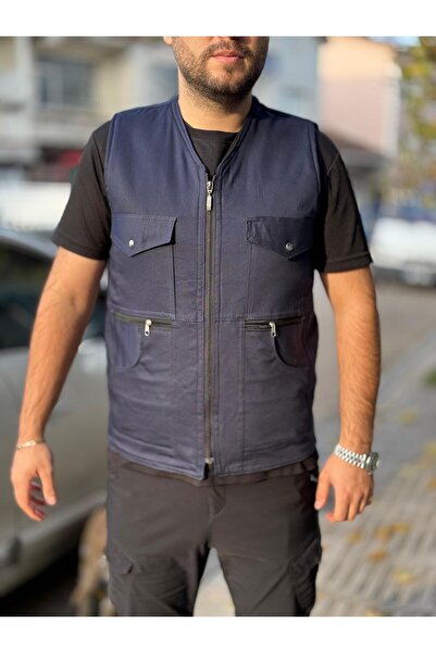 DostumGiyim Ανδρικό χειμερινό γιλέκο με πολλές τσέπες με φλις εσωτερικά θερμικό γιλέκο μπαμπάς