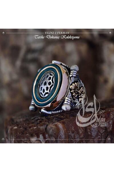 OSMANLI GÜMÜŞ Islam Usta Tasarımı Yıldız'ı Ferman Gümüş Erkek Yüzük
