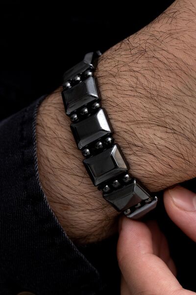 OSMANLI GÜMÜŞ سوار رجالي من حجر الهيماتيت الطبيعي