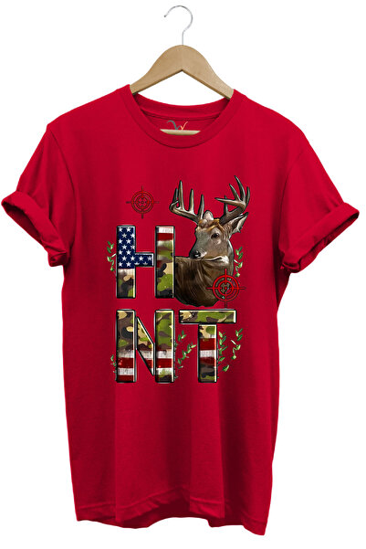 WİDİ Lov na jelene i kamuflaža Štampano 100% pamuk okrugla kragna T-shirt