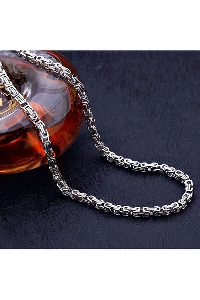 OSMANLI GÜMÜŞ Men's Steel King Chain Necklace Bracelet Set