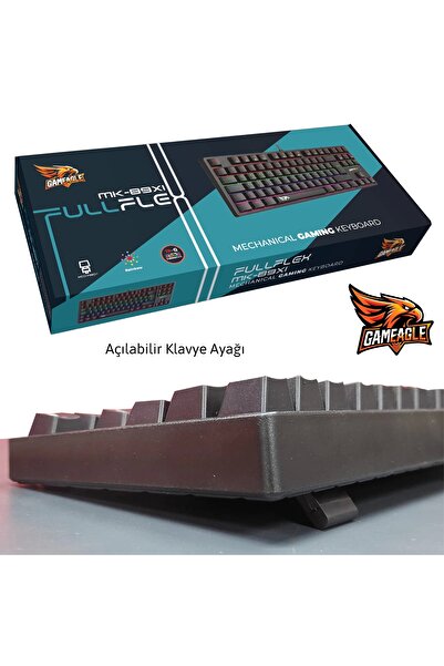 gameagle FULLFLEX MK-89X1B Rainbow Aydınlatmalı Oyuncu Gamer Gerçek Mekanik Işıklı Klavye Türkçe Q (