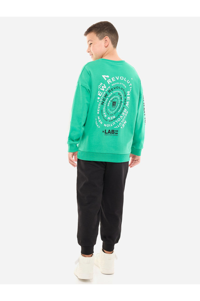 Victor and Jane By Styli Graphic Print Sweatshirt & Cuffed Joggers Set