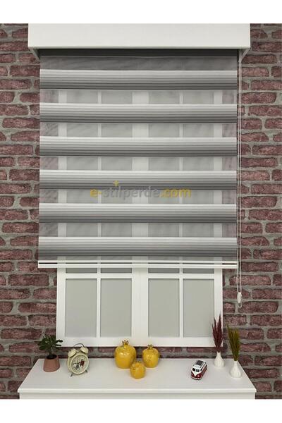 IŞILTI Perde Sistemleri Zebra Perde Gri Geçişli ( Etek Dilimsiz )